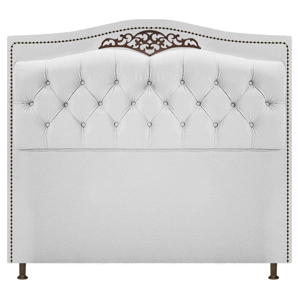 Cabeceira Estofada Yasmim 140 cm Casal Suede Branco - 1