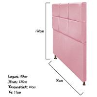 Cabeceira Estofada Damares Solteiro Botonê Suede Rosa Bebê