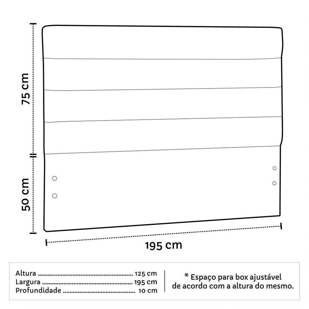 Cabeceira Quarto King Greta 195cm Corano Bege - 9