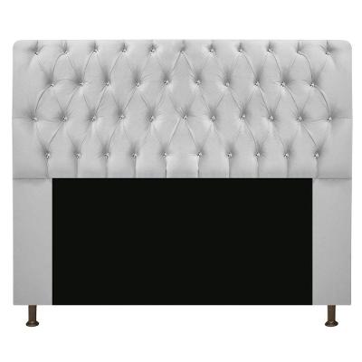 Cabeceira Estofada Lady Com Strass 195cm Queen Size Suede