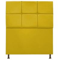 Cabeceira Estofada Damares Solteiro Botonê Suede Amarelo - 1