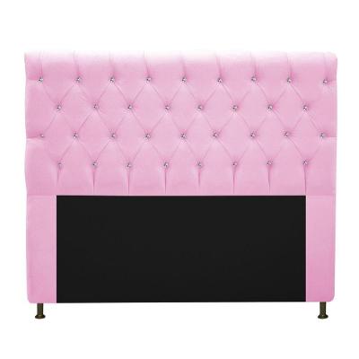 Cabeceira Estofada Cristal 195cm King Size Rosa Bebê