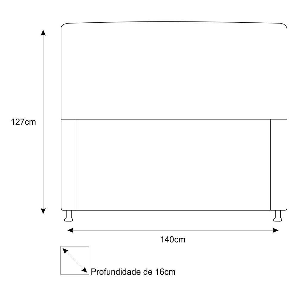 Cabeceira Estofada Dama 140 Cm Casal com Botonê Branco - 5