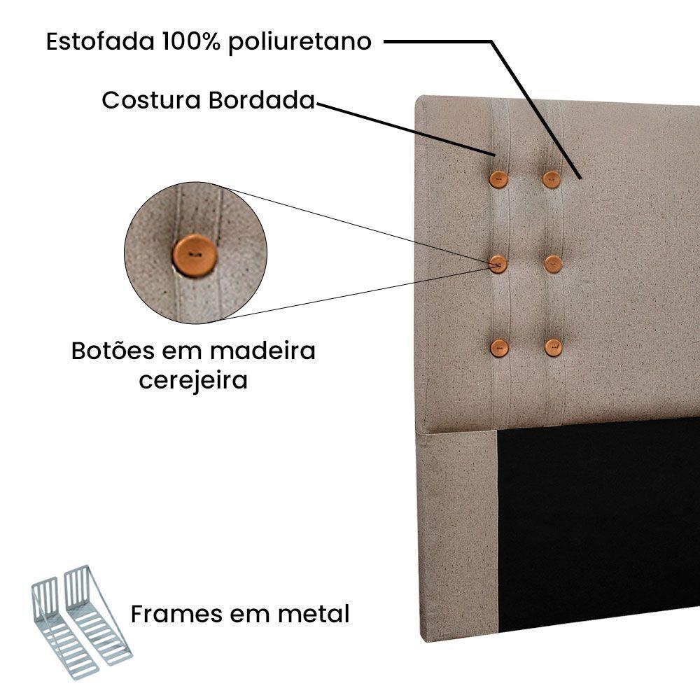 Cabeceira Queen 1,60m Genova Linho Rústico Areia - 4