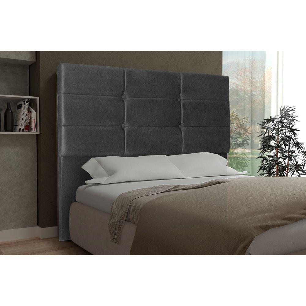 Cabeceira Tóquio 1,95 Cm Cama Box King Suede Cinza - 3