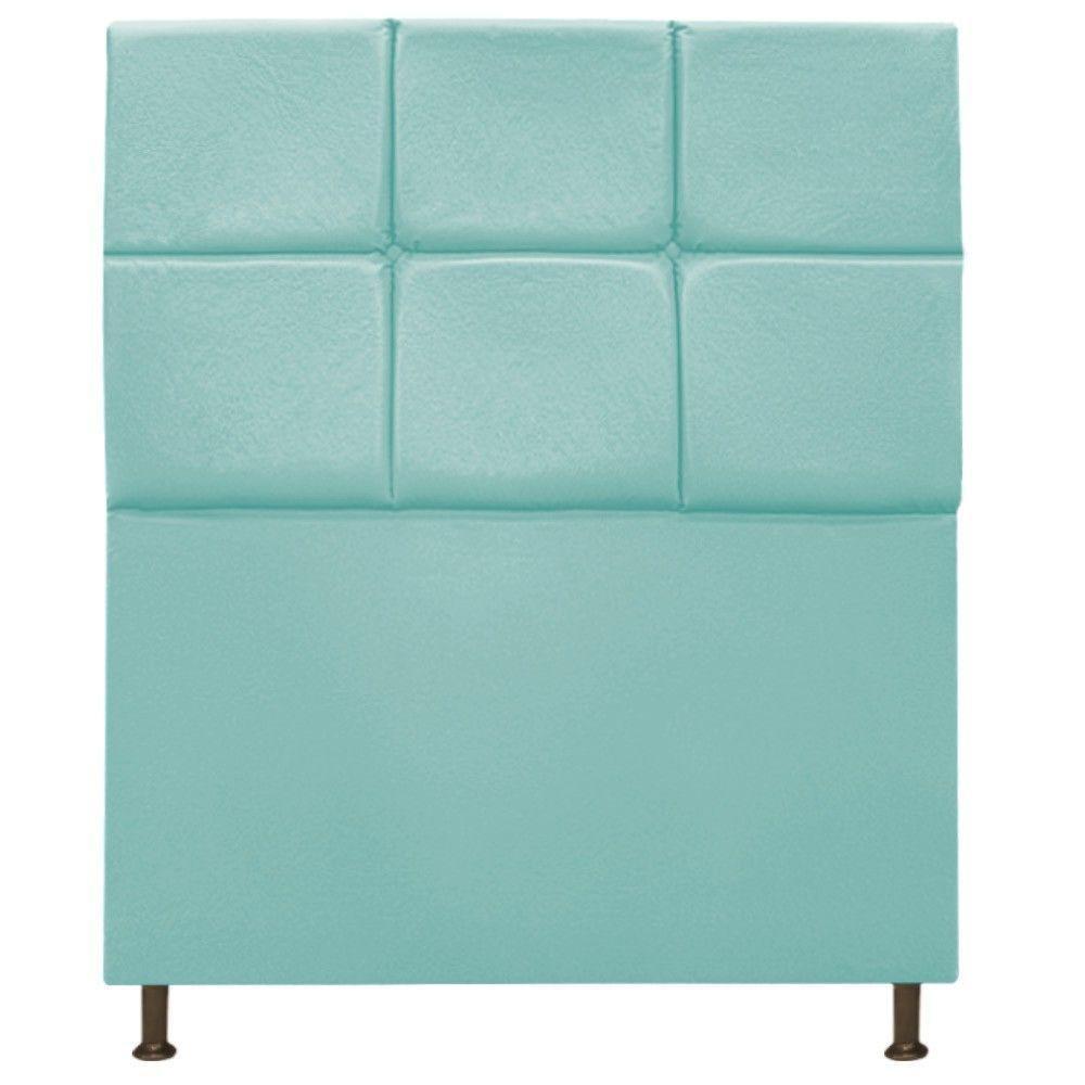 Cabeceira Estofada Damares Solteiro Botonê Suede Az Tiffany - 1