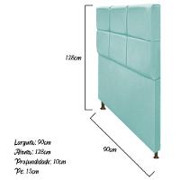 Cabeceira Estofada Damares Solteiro Botonê Suede Az Tiffany - 6