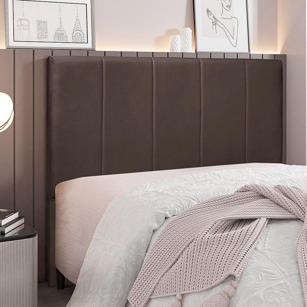 Cabeceira King Size 1,95m Erza Veludo Marrom Gran Belo - 2