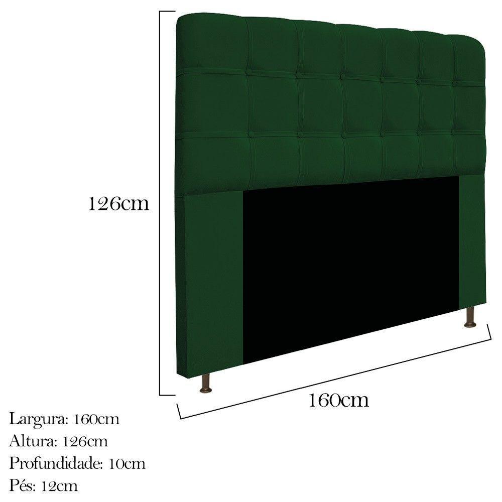 Cabeceira e Calçadeira Baú Mel 160cm Queen Size Suede Verde - 2