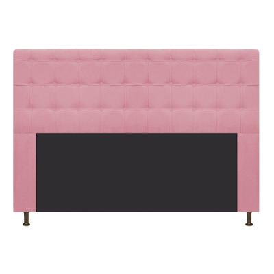 Cabeceira Estofada Dama 195 Cm King Size Suede Rosa Bebê