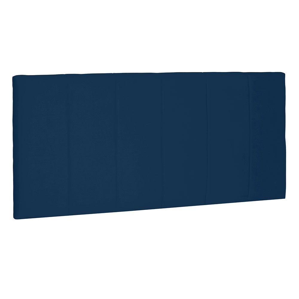 Cabeceira Painel Casal 1,40m Ravenna Suede Azul Marinho - 1