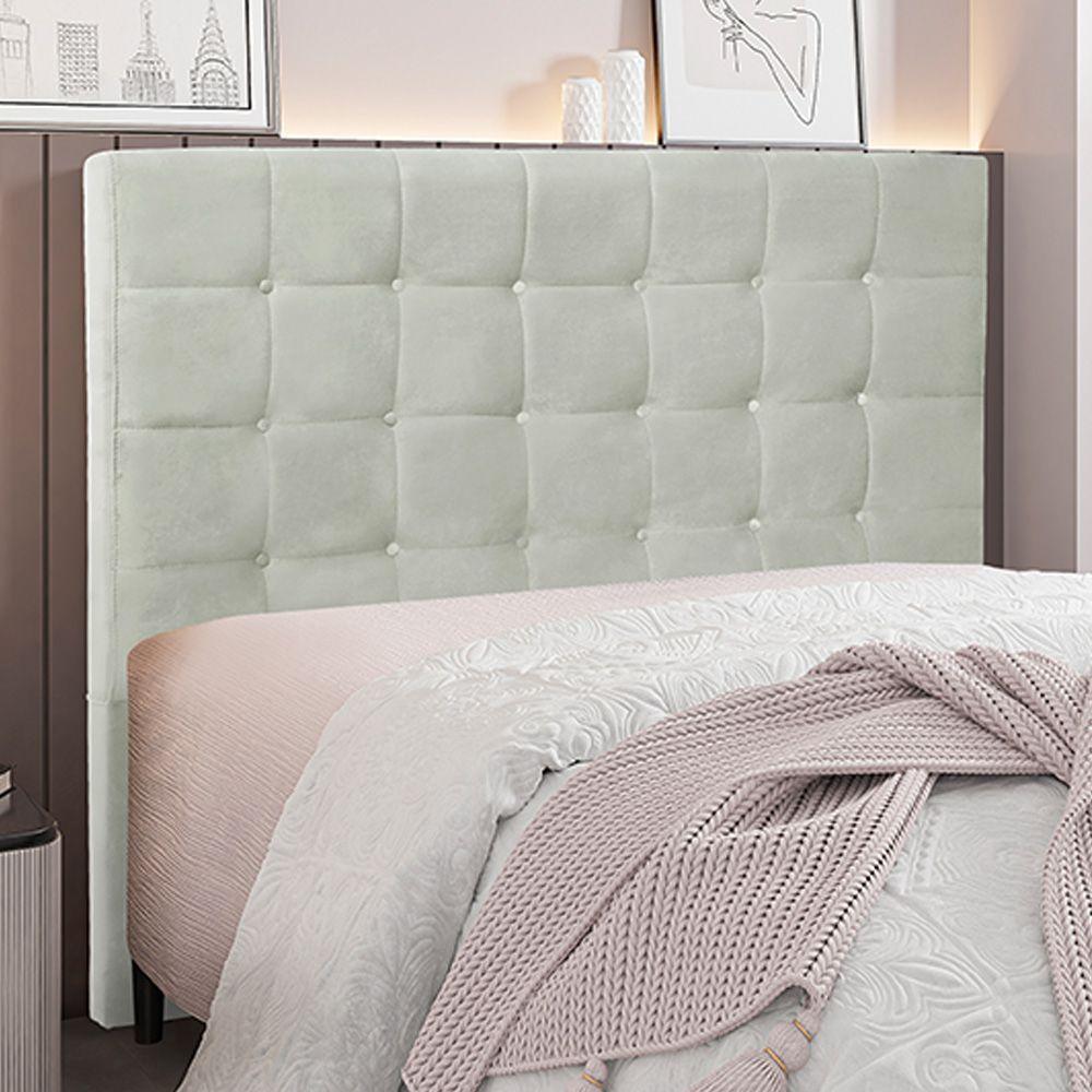 Cabeceira Decorativa Casal 1,40m Tropea Veludo Prata - 2