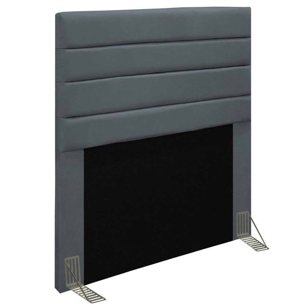 Cabeceira Cama Box Solteiro 90cm Rubi D10 Suede Cinza - 7