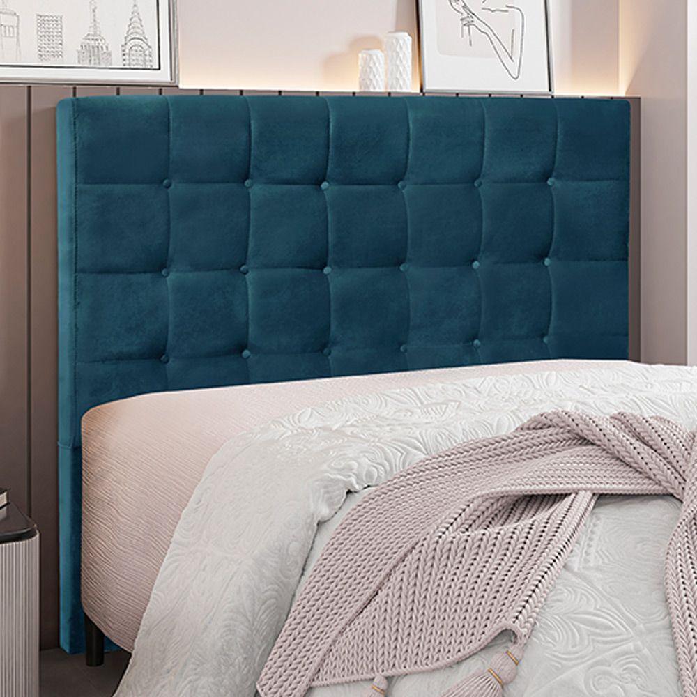Cabeceira King Size 1,95m Tropea Veludo Azul Gran Belo - 2