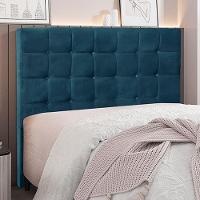 Cabeceira Decorativa Casal 1,40m Tropea Veludo Azul Marinho - 2