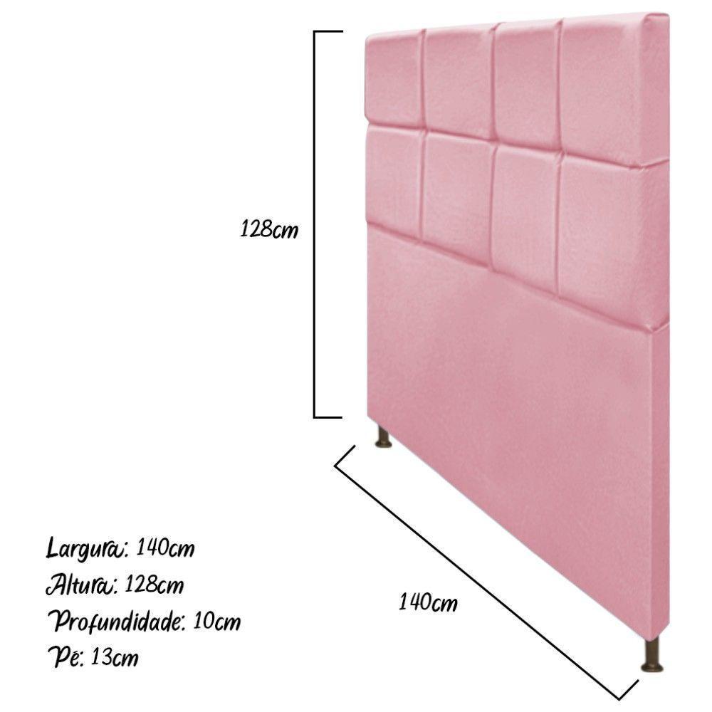 Cabeceira Estofada Damares 140cm Casal com Botonê Rosa Bebê - 4