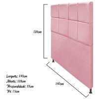 Cabeceira Estofada Damares 140cm Casal com Botonê Rosa Bebê - 3