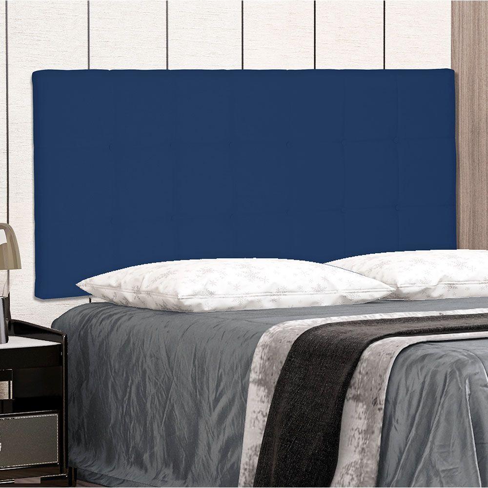 Cabeceira Painel Solteiro 0,90m Verona Suede Azul Marinho - 5