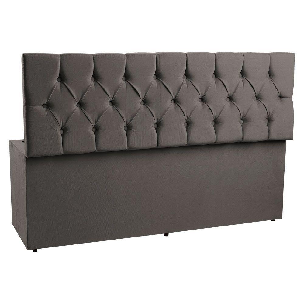Calçadeira Recamier Baú Queen 1,60m Suede Cinza - 4