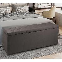 Calçadeira Recamier Baú Queen 1,60m Suede Cinza - 5