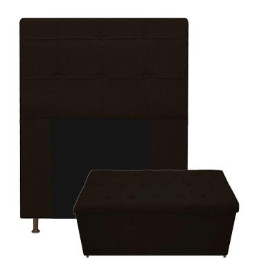 Kit Cabeceira E Calçadeira 90 Cm Solteiro Marrom