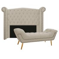 Kit Cabeceira E Calçadeira Veneza 195 Cm King Size Suede - 1