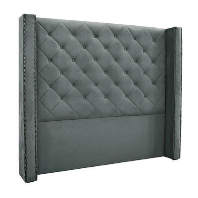 Cabeceira King Size 2,19m Loewe Veludo Cinza - Gran Belo