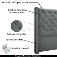 Cabeceira King Size 2,19m Loewe Veludo Cinza - Gran Belo - 7