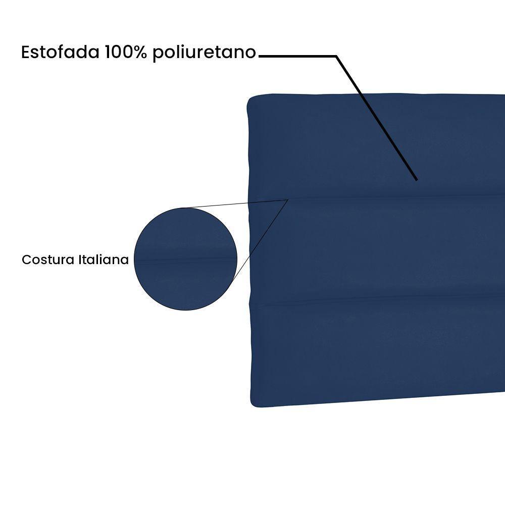 Cabeceira Painel Solteiro 0,90m La Italiana Suede Azul Marinho - 3