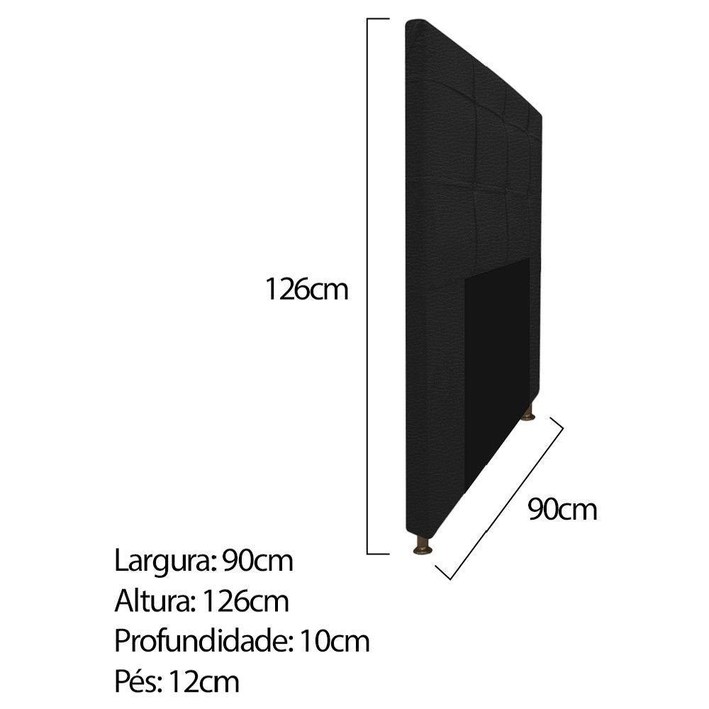 Kit Cabeceira e Calçadeira 90 Cm Solteiro Preto - 10