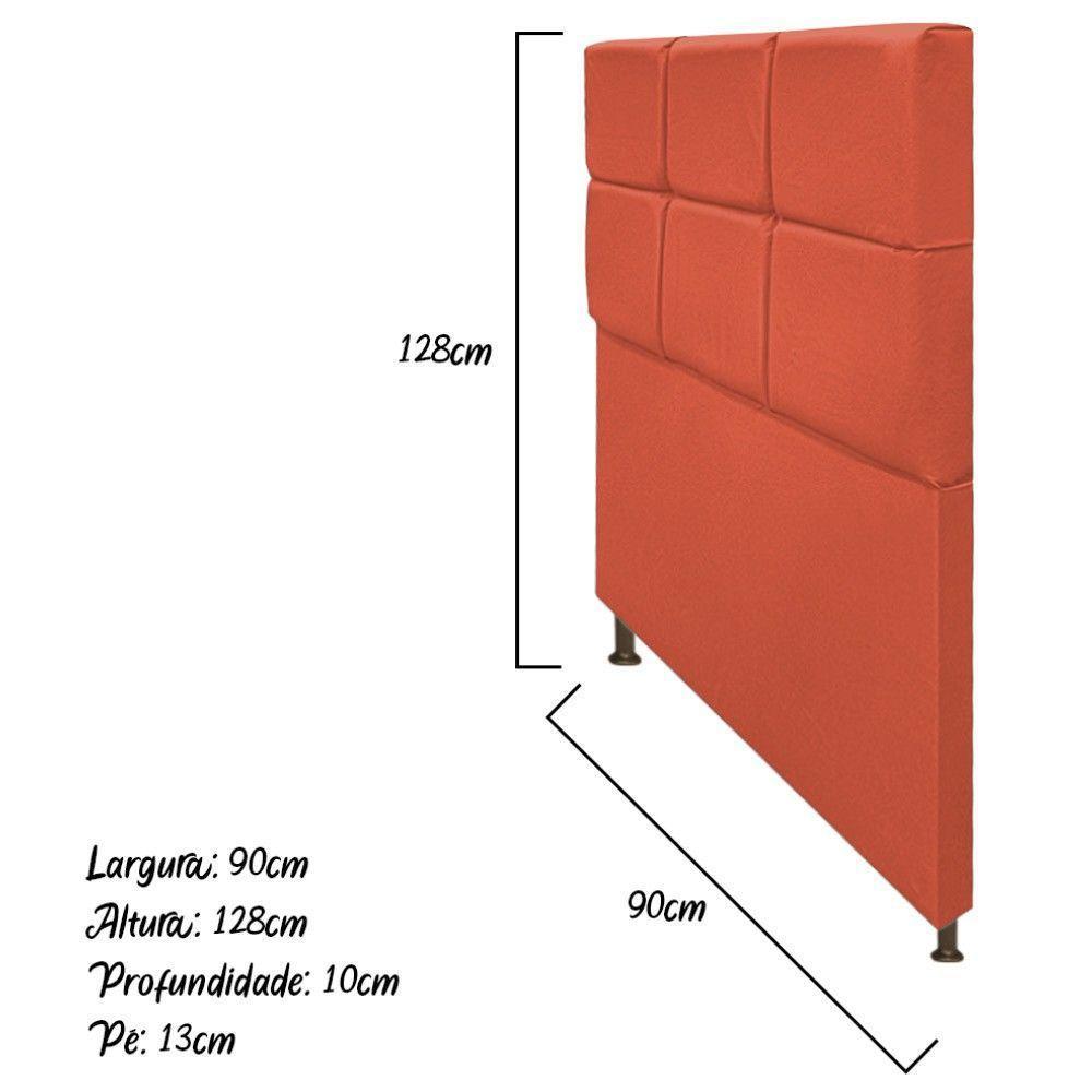 Cabeceira Estofada Damares Solteiro Botonê Suede Terracota - 4