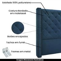 Cabeceira King Size 2,19m Loewe Veludo Azul Marinho