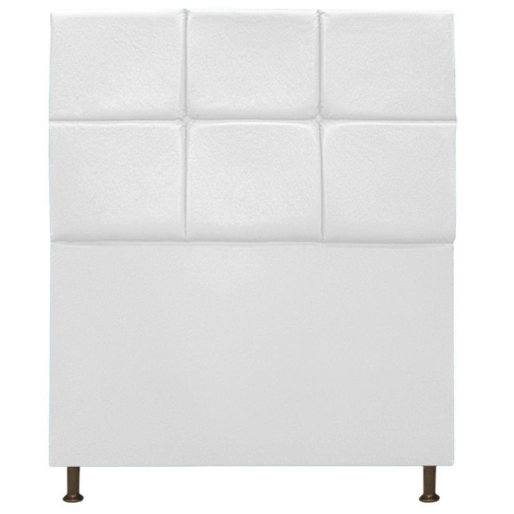 Cabeceira Estofada Damares 90cm Solteiro Botonê Suede Branco - 1