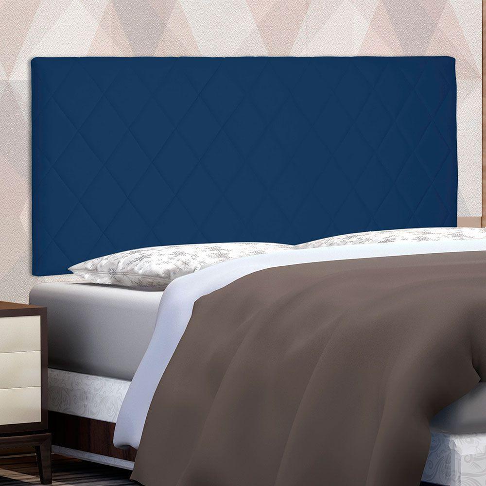 Cabeceira Painel Queen 1,60m Esmeralda Suede Azul Marinho - 4