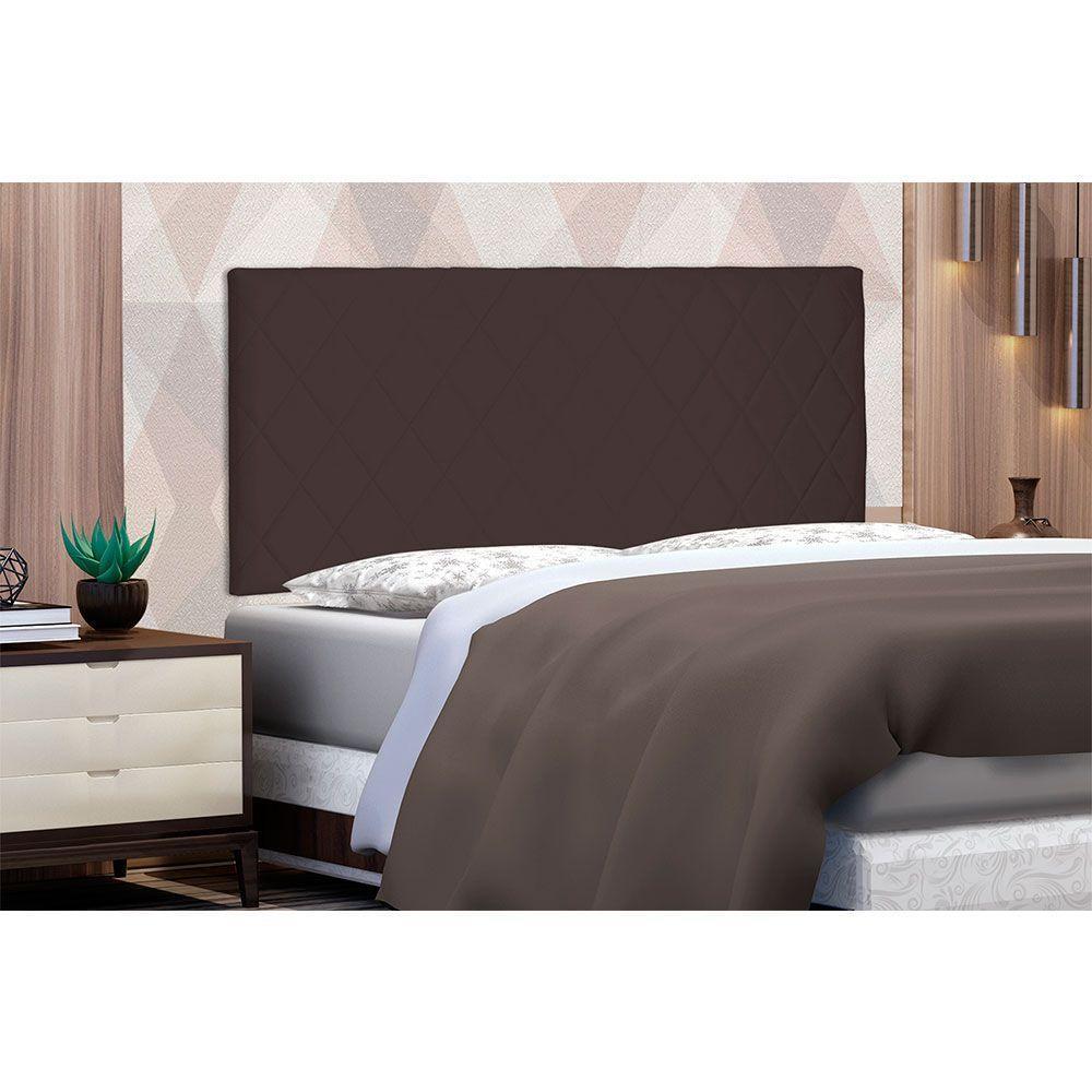 Cabeceira Painel Queen 1,60m Esmeralda Suede Marrom Café - 3