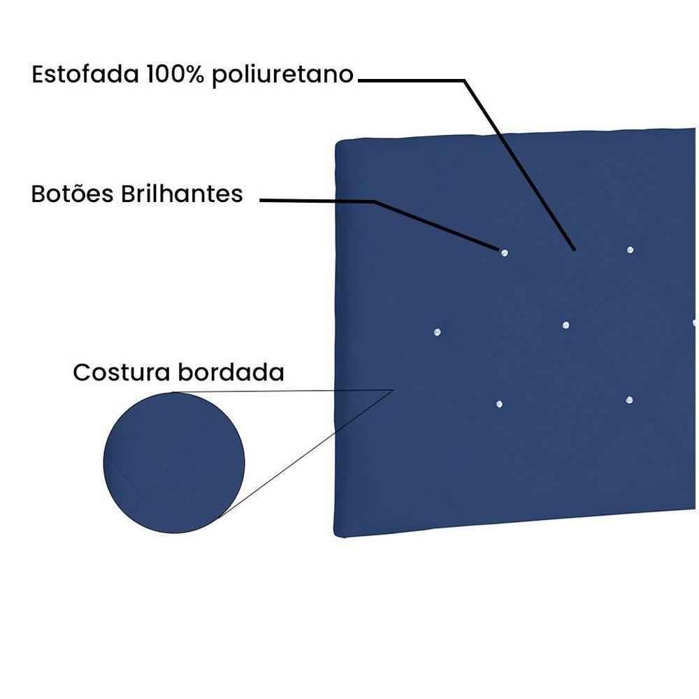 Cabeceira Painel Solteiro 0,90m Tânia Suede Azul Marinho - 2