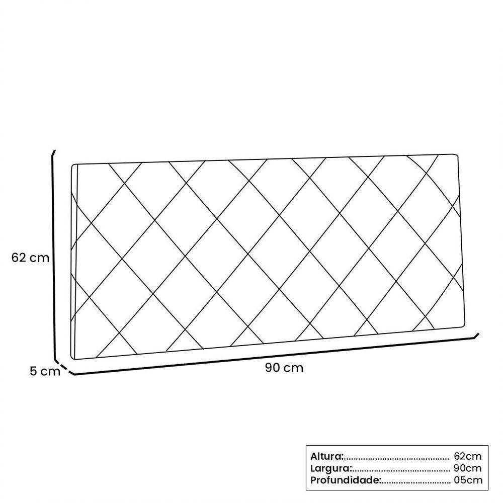 Cabeceira Painel Solteiro 0,90m Tânia Suede Azul Marinho - 3