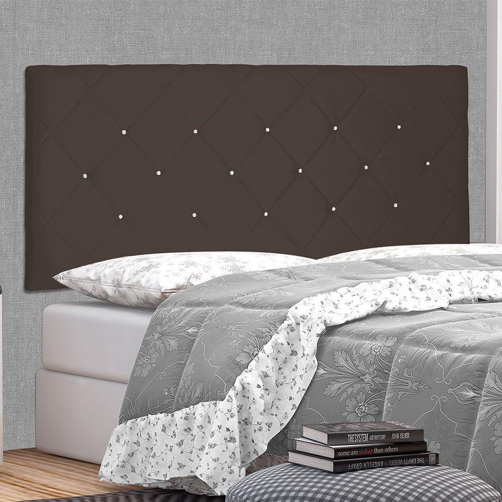 Cabeceira Painel Queen 1,60m Tânia Suede Marrom Café - 5