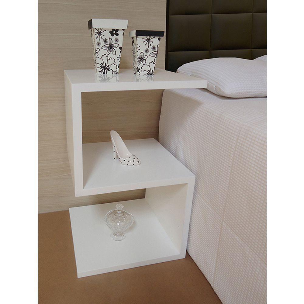 Mesa S Lateral de Apoio ou Mesa de Cabeceira Branco Laca - 2