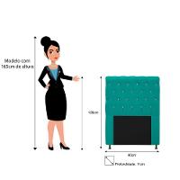 Cabeceira Estofada Cristal 90 Cm Solteiro Com Strass Suede Azul Turquesa - Doce Sonho Móveis - 3