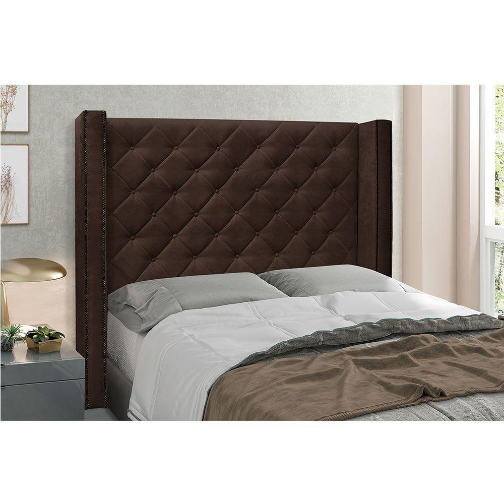 Cabeceira Queen 1,60m Vicenza Suede Marrom Café - 3