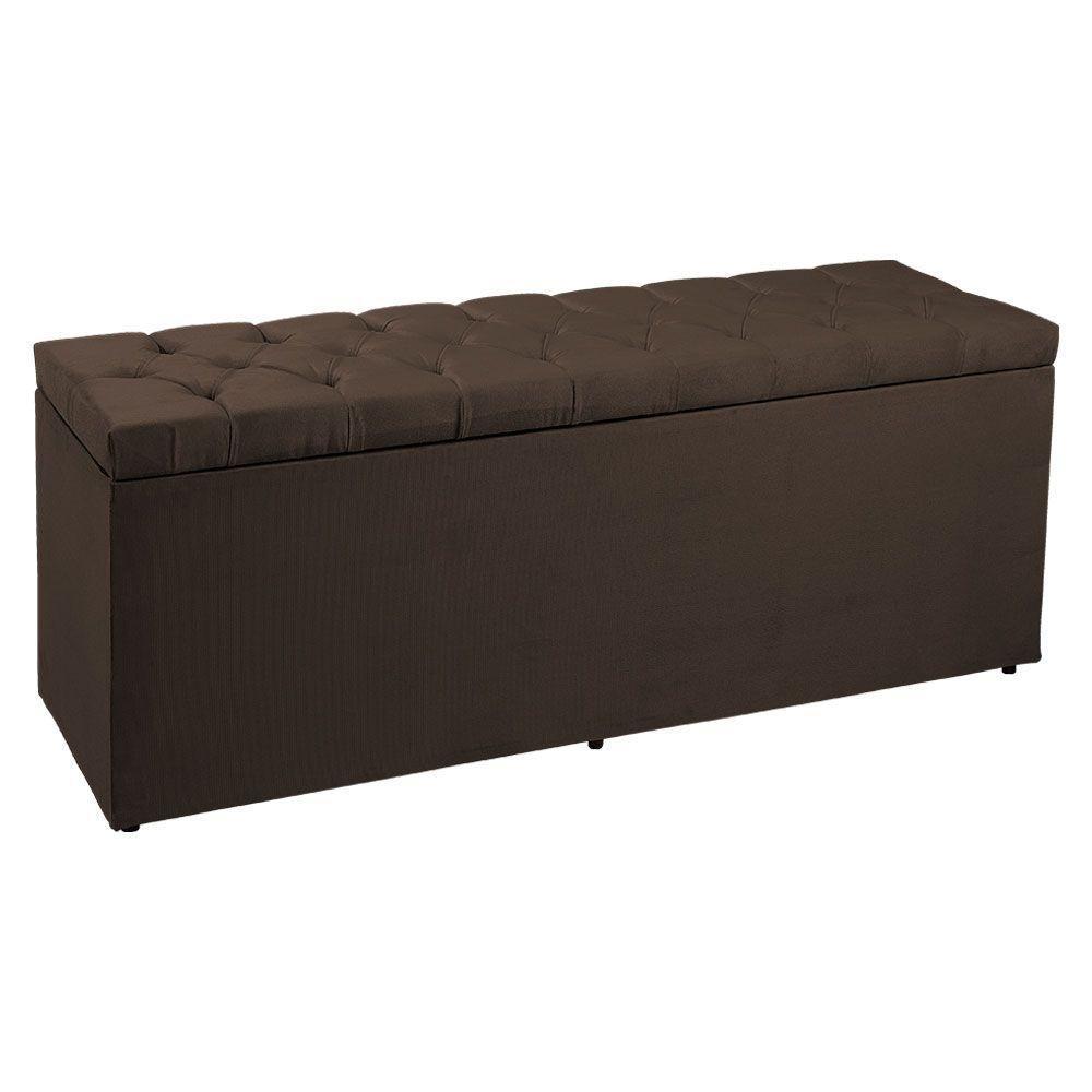 Calçadeira Recamier Baú Queen 1,60m Suede Marrom - 1
