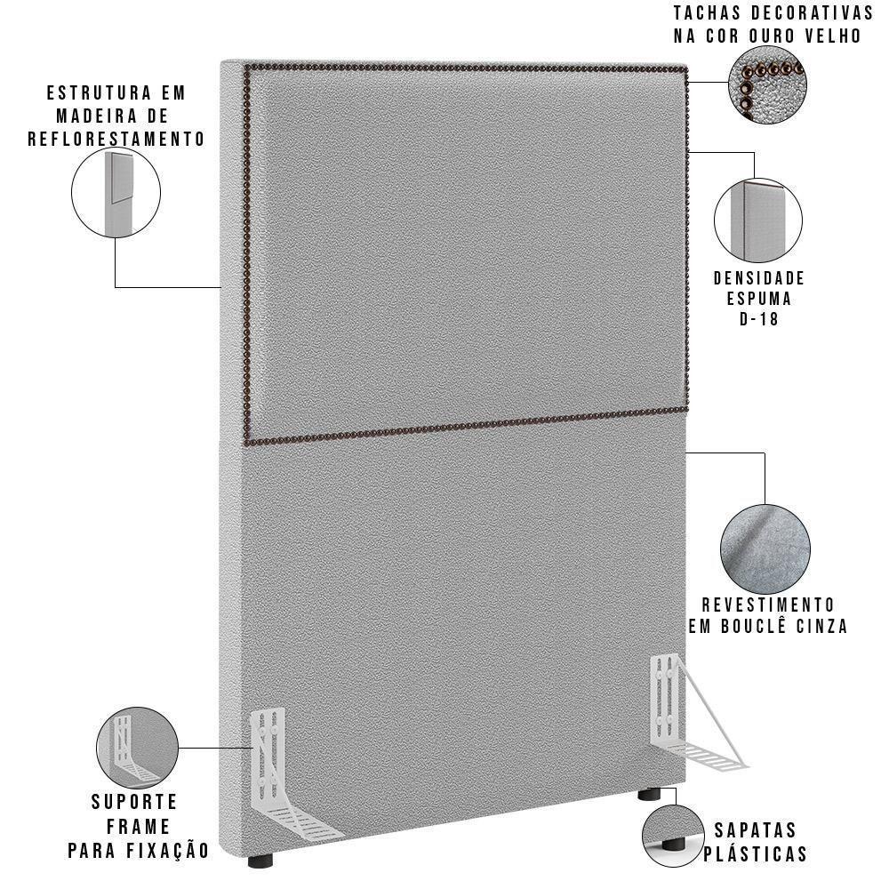 Cabeceira Box Solteiro Com Tachas 100cm L02 Cinza - 5