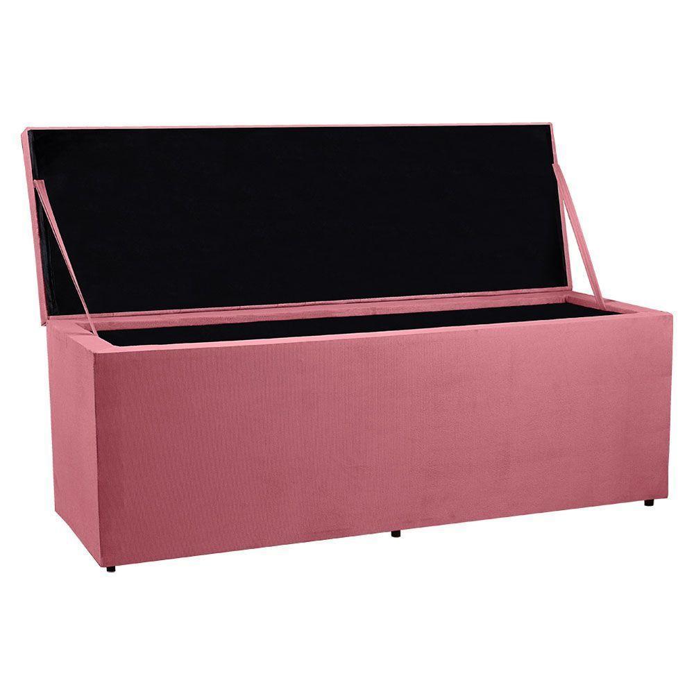 Calçadeira Recamier Baú Queen 1,60m Suede Rosa - 3