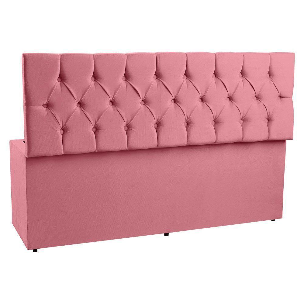 Calçadeira Recamier Baú Queen 1,60m Suede Rosa - 4