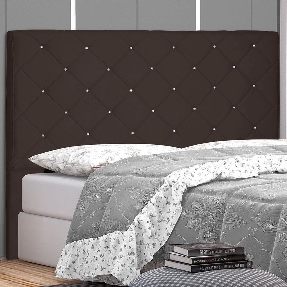 Cabeceira Casal 1,40m Tânia Suede Marrom Café - 5