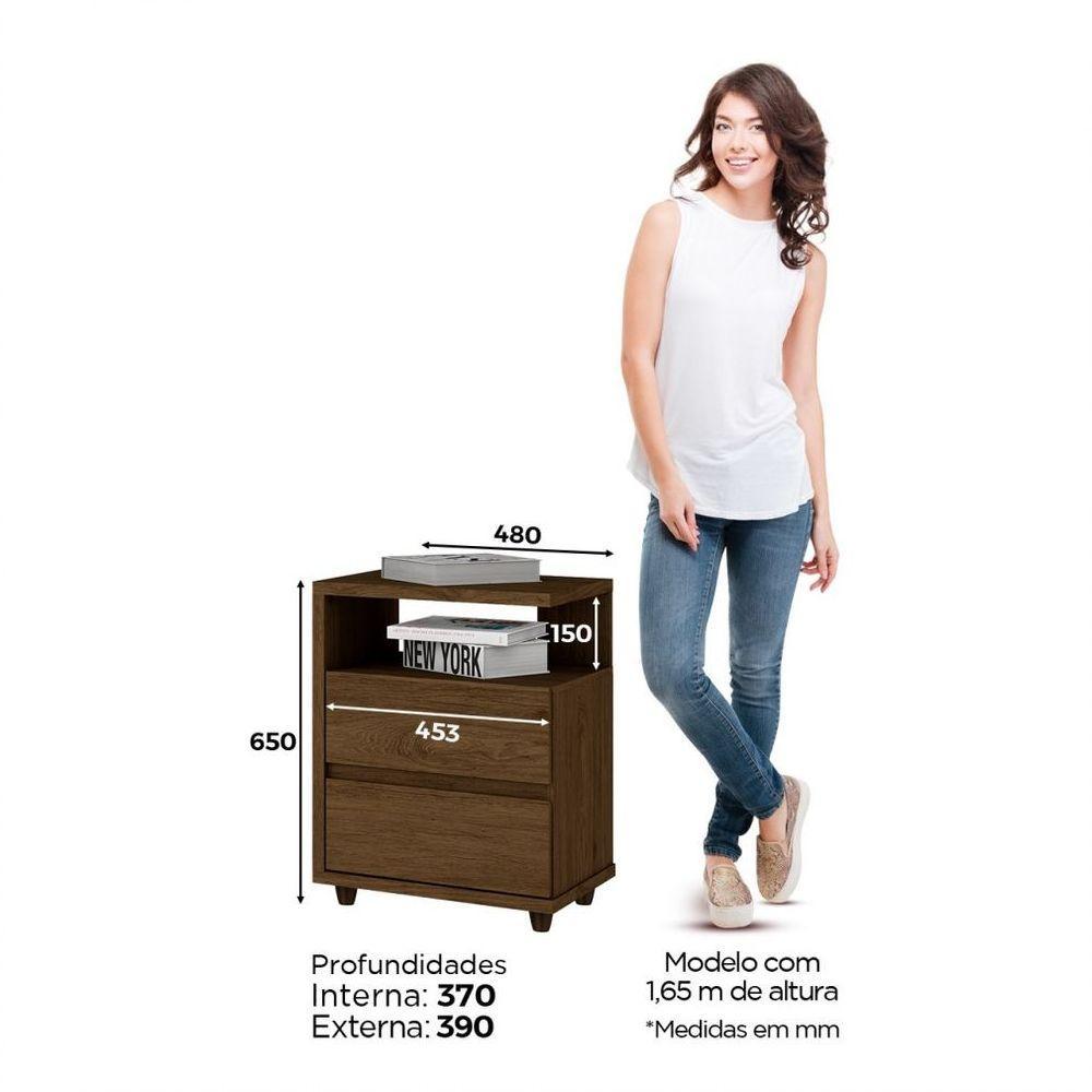 Mesa De Cabeceira 02 Gavetas Campeche Henn Castanho Hp - 4