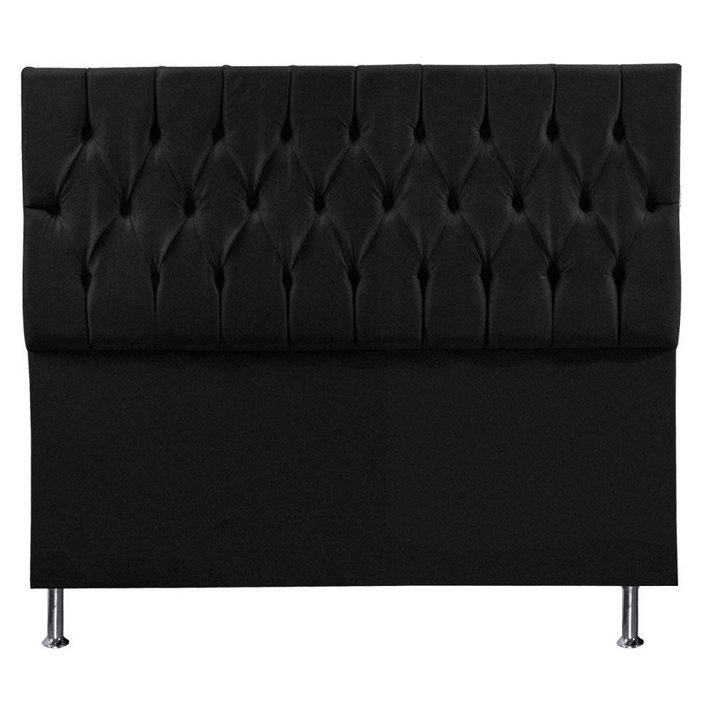 Cabeceira Solteiro 0,90m Suede Preto - 1
