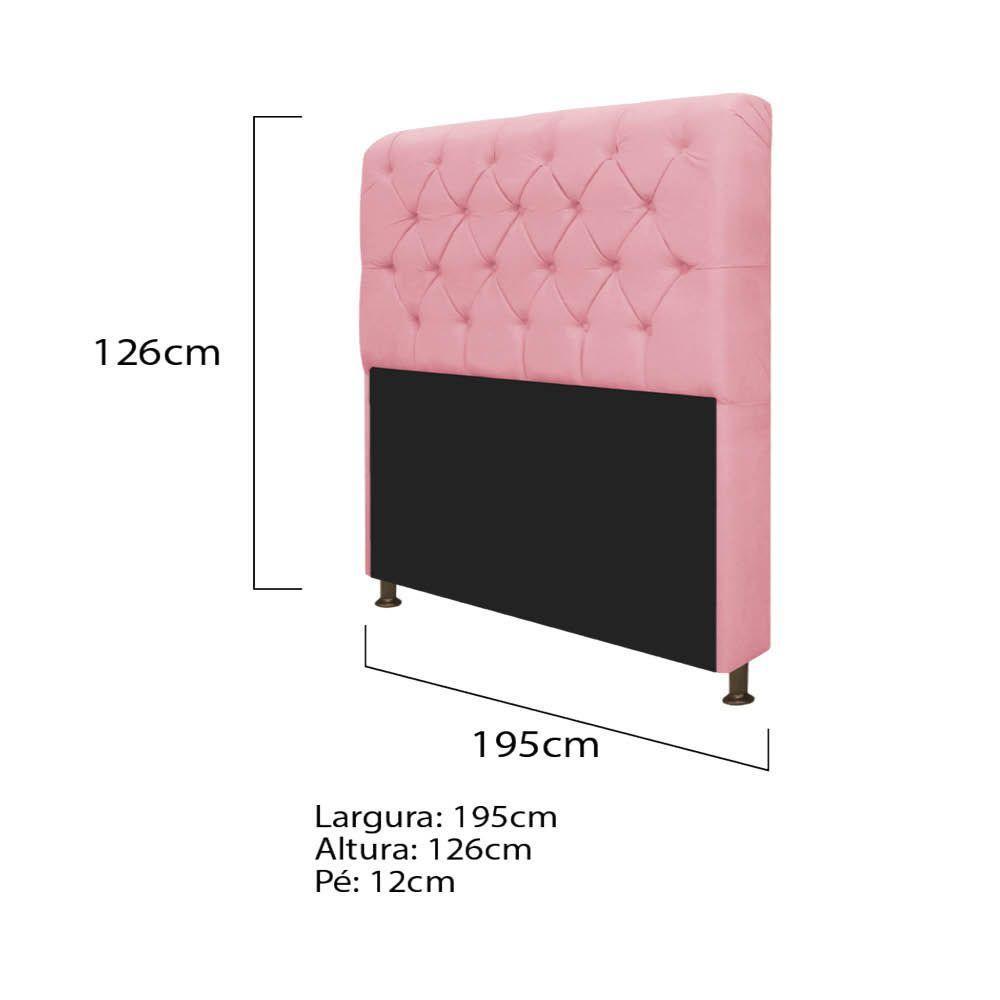 Cabeceira Lady e Recamier Félix 195Cm King Size Rosa Bebê - 3