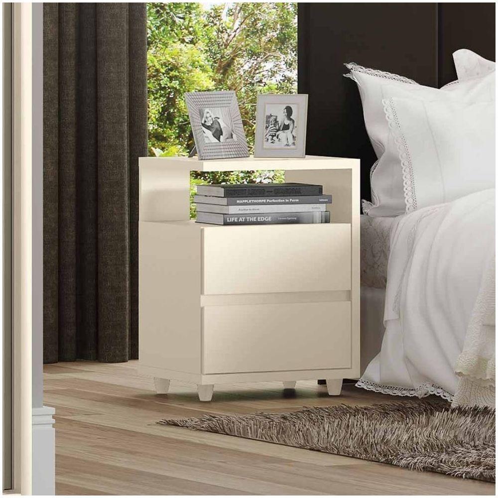 Mesa De Cabeceira 02 Gavetas Campeche Henn Off White - 2